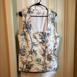 LOFT Blue and White Sleeveless Vest